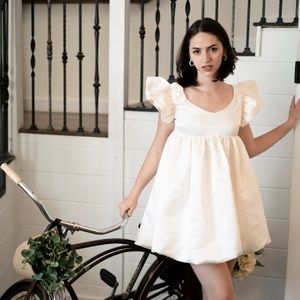 "Sweet Caroline" | Ivory Ruffle Sleeve Bubble Dress
